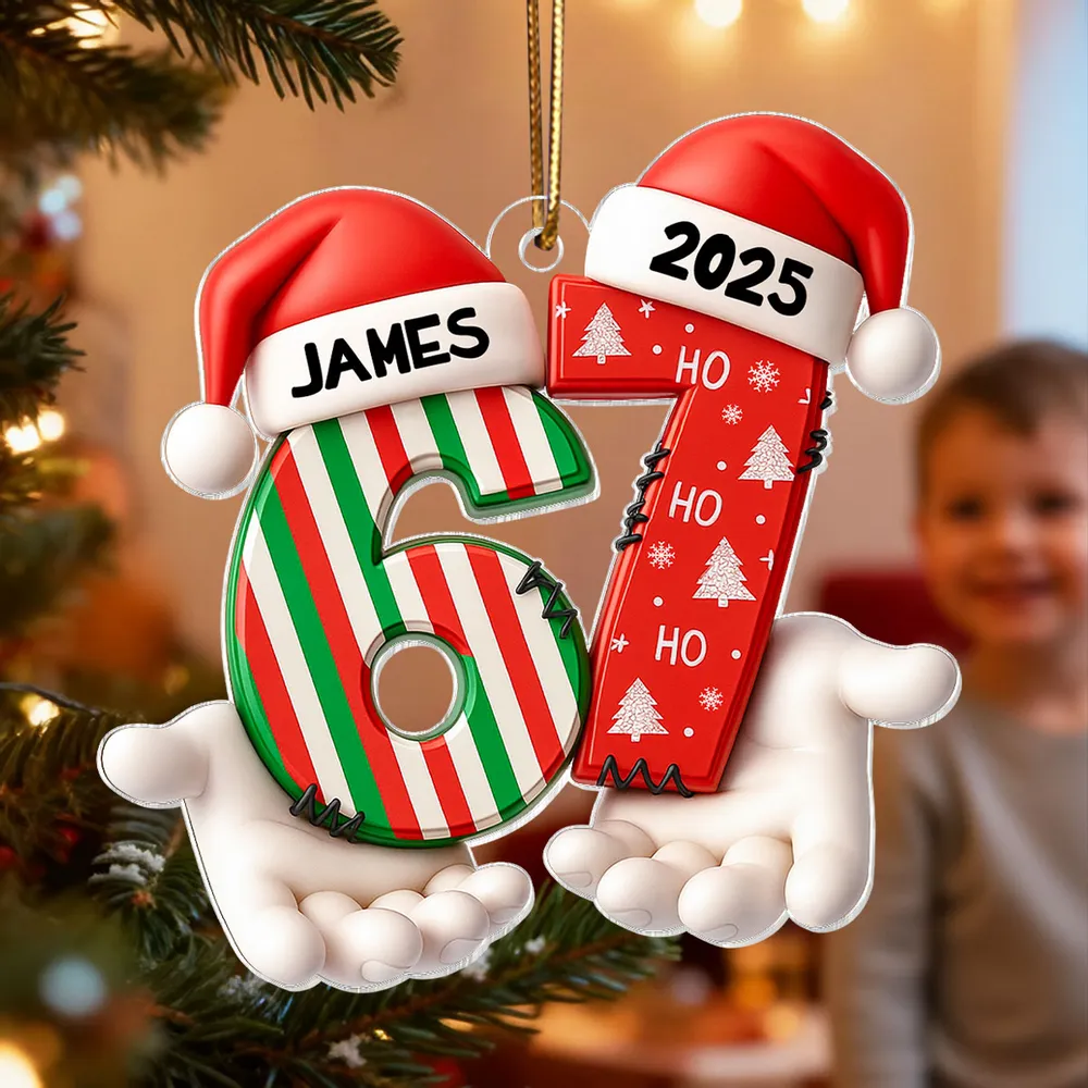 Personalized Acrylic Ornament Six Seven Trend with Santa Hats – Custom Kids Christmas Tree Decor & Unique Holiday Gift - Image 2