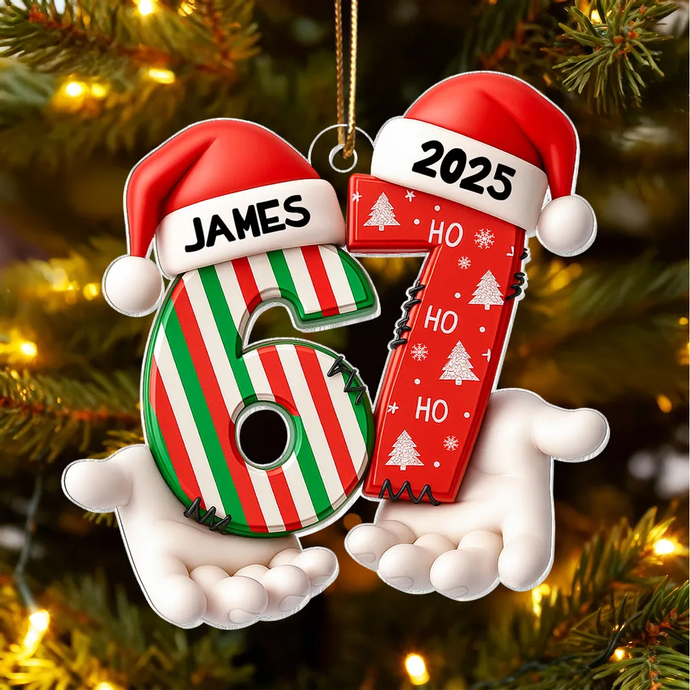 Personalized Acrylic Ornament Six Seven Trend with Santa Hats – Custom Kids Christmas Tree Decor & Unique Holiday Gift - Image 5