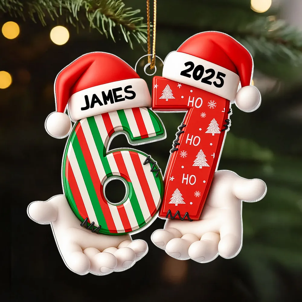 Personalized Acrylic Ornament Six Seven Trend with Santa Hats – Custom Kids Christmas Tree Decor & Unique Holiday Gift - Image 6