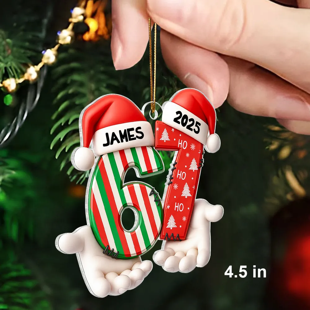 Personalized Acrylic Ornament Six Seven Trend with Santa Hats – Custom Kids Christmas Tree Decor & Unique Holiday Gift - Image 7