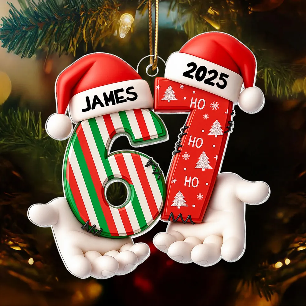 Personalized Acrylic Ornament Six Seven Trend with Santa Hats – Custom Kids Christmas Tree Decor & Unique Holiday Gift - Image 8