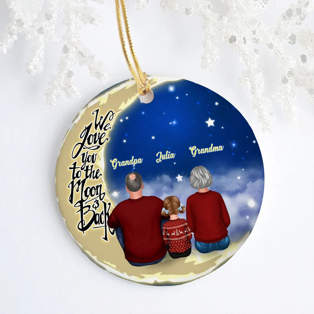 We Love You to the Moon & Back Custom Ceramic Ornament, Unique Grandparent Grandchild Holiday Gift & Home Decoration - Image 5