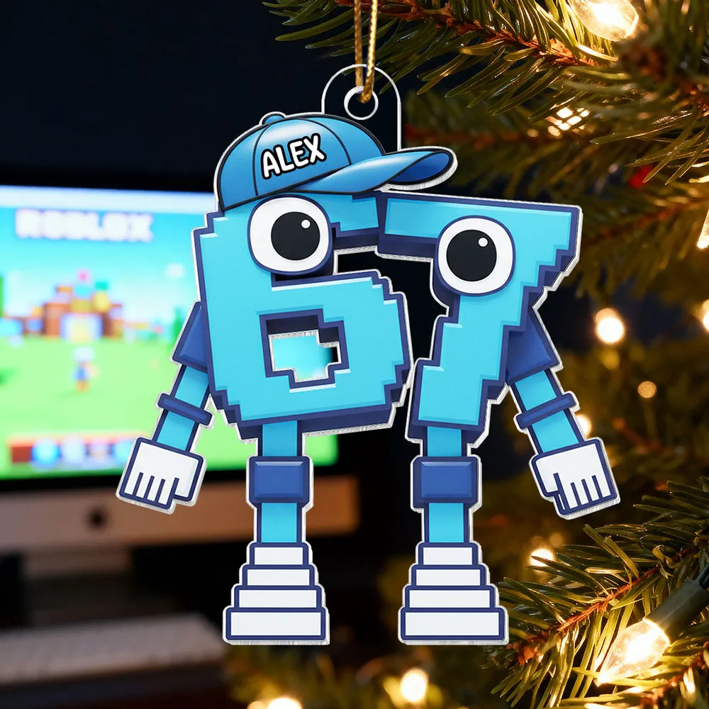 Pixel Number Acrylic Ornament For Kids Gaming Tree Decor Unique Gift For Young Gamers - Image 3