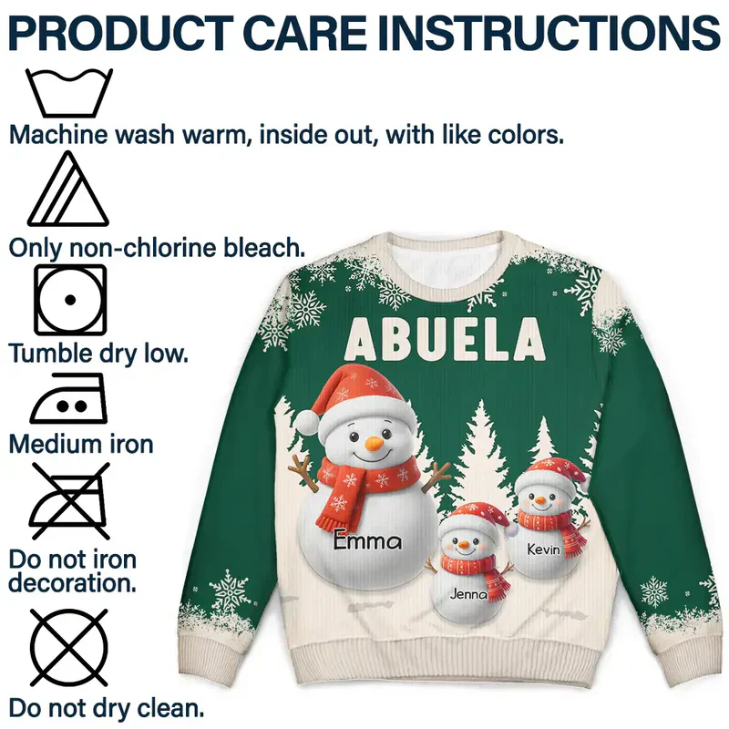 Personalized Grandma Printed Sweatshirt with Cute Snowman Grandkids, Cozy Christmas Gift for Nana - Image 6