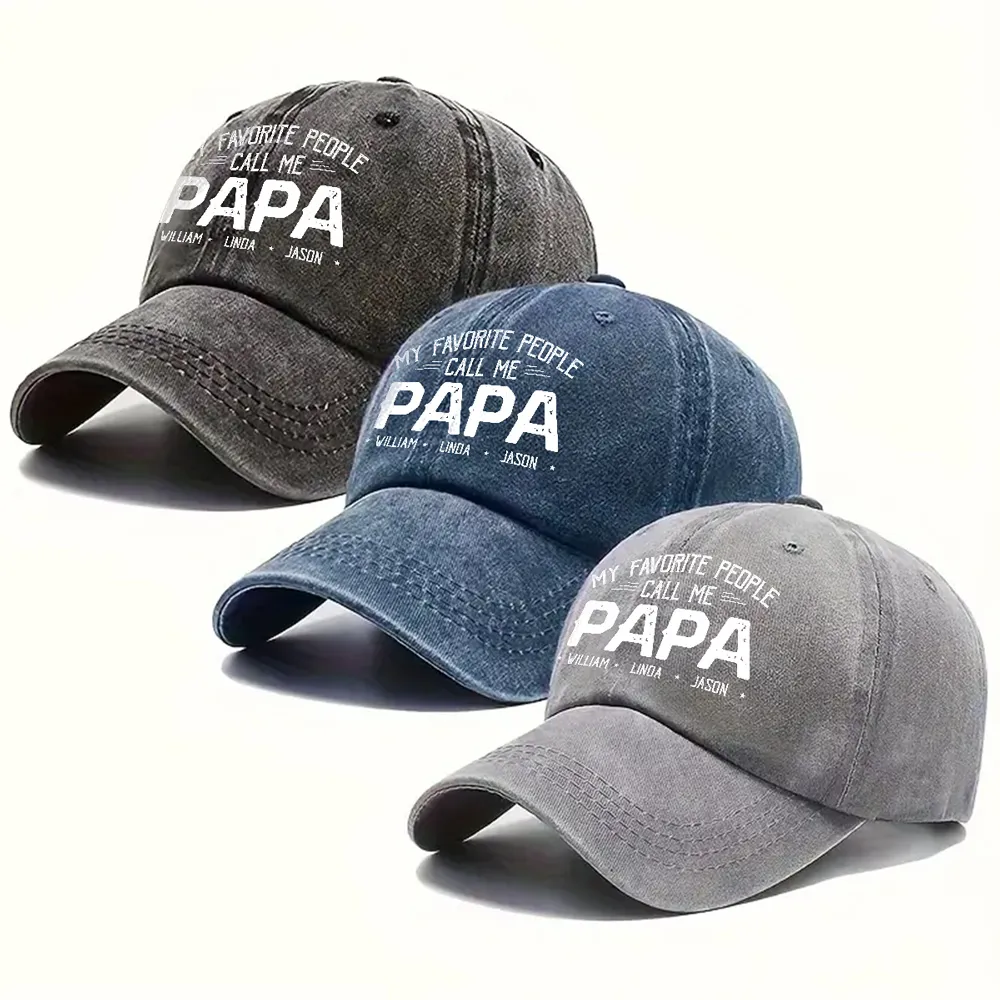 Personalized Washed Denim Baseball Cap with Papa Quote, Custom Kids' Names, Vintage Dad Hat, Unique Gift for Fathers & Grandpas - Image 2