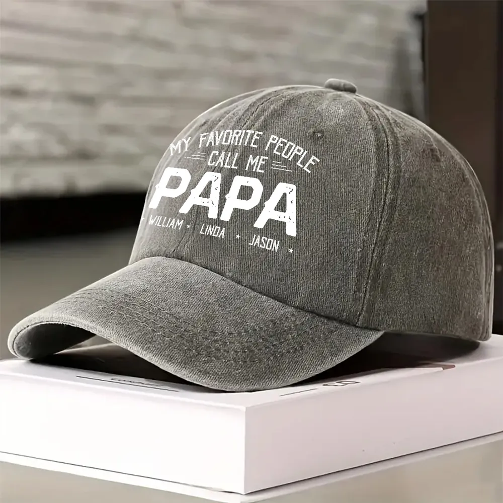 Personalized Washed Denim Baseball Cap with Papa Quote, Custom Kids' Names, Vintage Dad Hat, Unique Gift for Fathers & Grandpas - Image 3