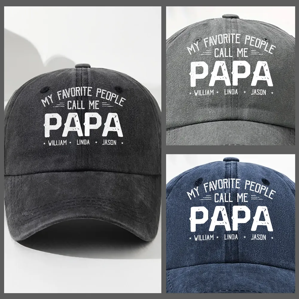 Personalized Washed Denim Baseball Cap with Papa Quote, Custom Kids' Names, Vintage Dad Hat, Unique Gift for Fathers & Grandpas - Image 6