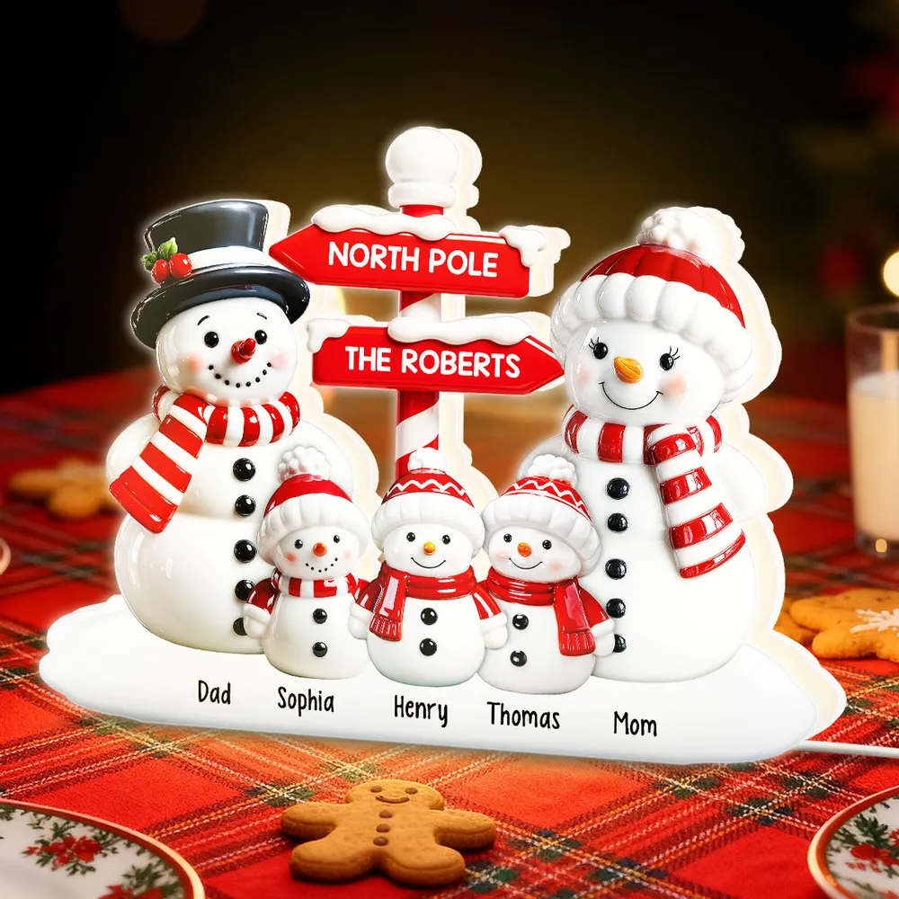 Personalized Acrylic Light Box with Snowman Family, North Pole Sign & Soft Warm Glow – Cute Christmas Decor & Unique Gift for Grandparents - Image 6