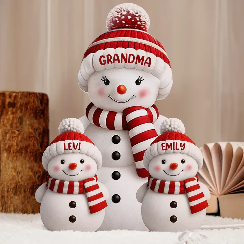 Personalized Acrylic Light Box Snowman Family for Grandma & Grandpa, Warm Glow Christmas Décor, Unique Keepsake Gift for Grandkids - Image 7
