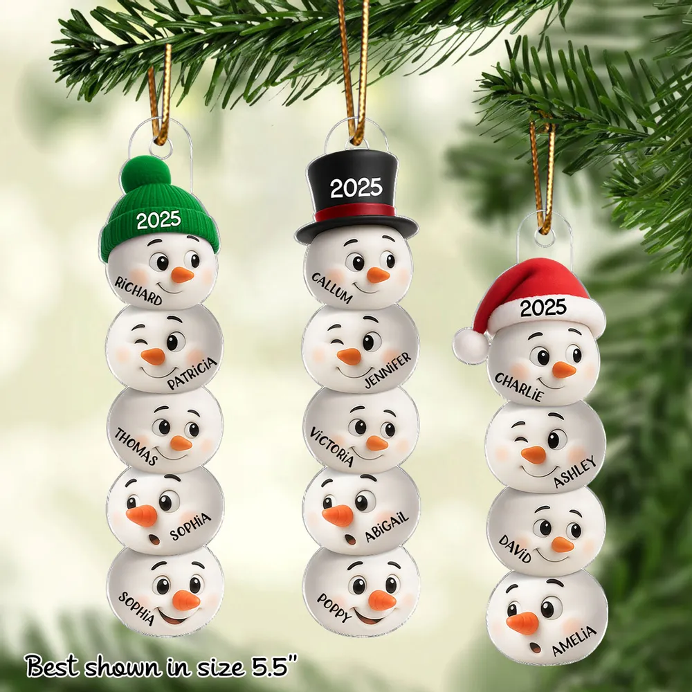 Cute Snowman Family Acrylic Ornament Personalized for Christmas – Funny Faces Holiday Decoration & Heartwarming Gift for Loved Ones - Image 5