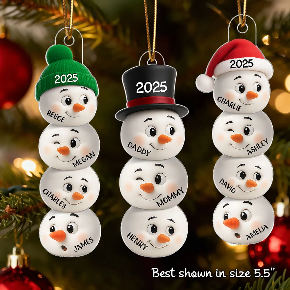 Cute Snowman Family Acrylic Ornament Personalized for Christmas – Funny Faces Holiday Decoration & Heartwarming Gift for Loved Ones - Image 6