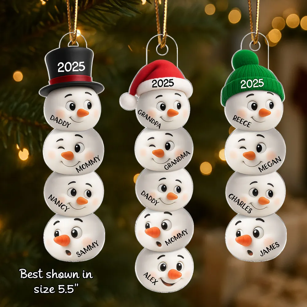Cute Snowman Family Acrylic Ornament Personalized for Christmas – Funny Faces Holiday Decoration & Heartwarming Gift for Loved Ones - Image 7