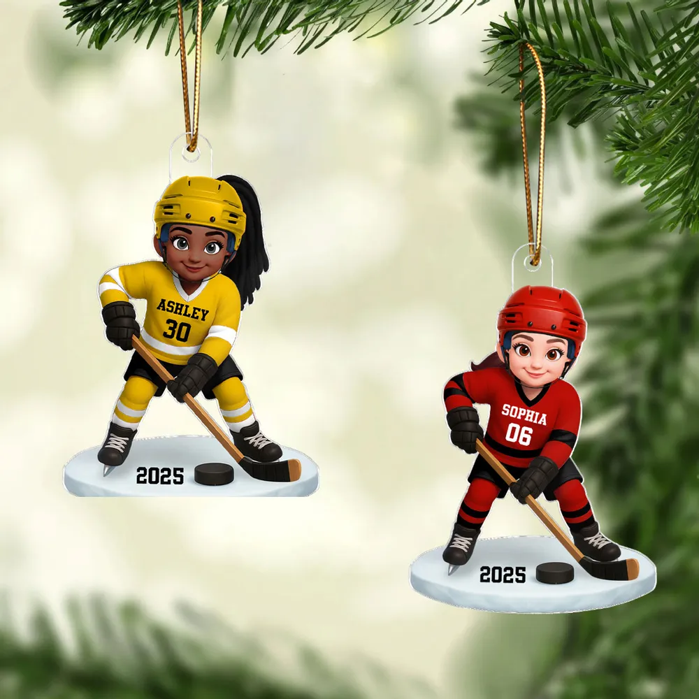 Personalized Hockey Acrylic Ornament for Kids – Custom Player Design Christmas Gift & Festive Decor - Image 3