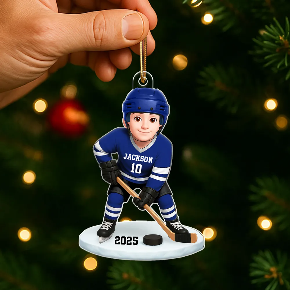 Personalized Hockey Acrylic Ornament for Kids – Custom Player Design Christmas Gift & Festive Decor - Image 5
