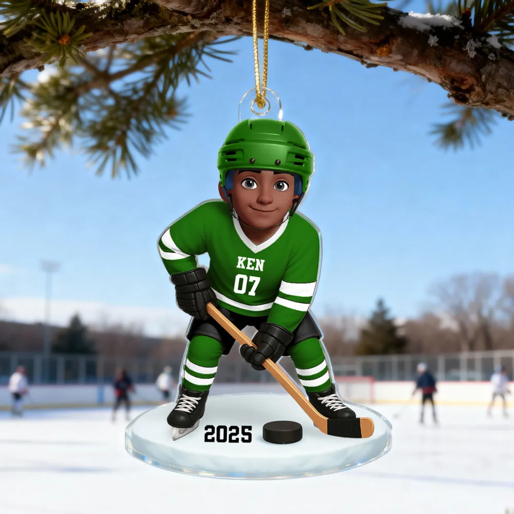 Personalized Hockey Acrylic Ornament for Kids – Custom Player Design Christmas Gift & Festive Decor - Image 6