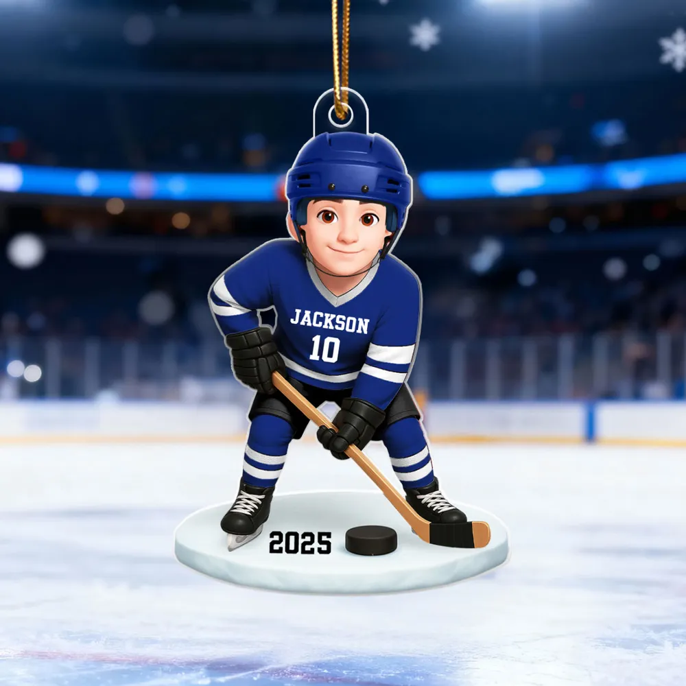 Personalized Hockey Acrylic Ornament for Kids – Custom Player Design Christmas Gift & Festive Decor - Image 7