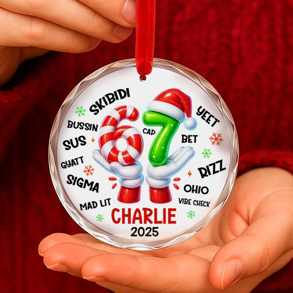 Personalized Ceramic Ornament with Six Seven Slang Design, Funny Gen Alpha Christmas Ornament, Unique Teen Gift for Tree Decorating & Holiday Laughs - Image 5