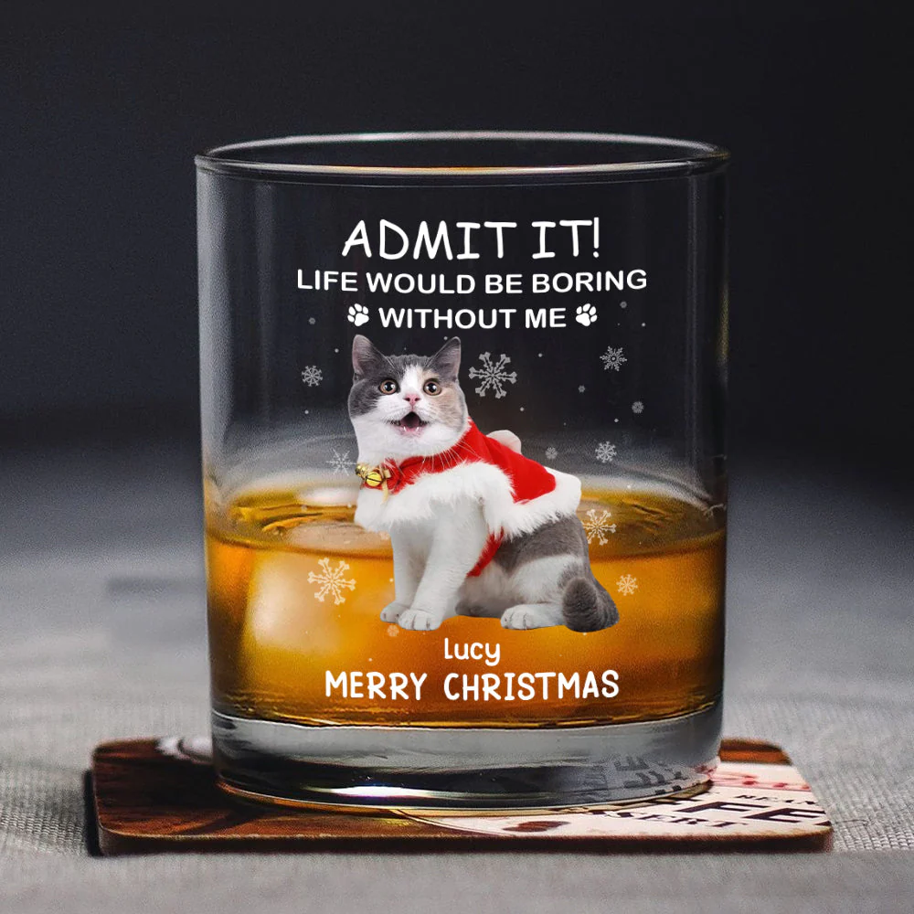 Custom Christmas Whiskey Glass with Cute Dog Illustration, Personalized Pet Lover Gift for Dad or Him, Fun Barware for Special Occasions - Image 4
