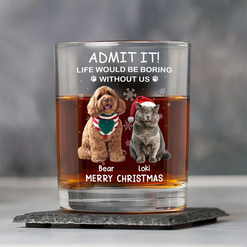 Custom Christmas Whiskey Glass with Cute Dog Illustration, Personalized Pet Lover Gift for Dad or Him, Fun Barware for Special Occasions - Image 6