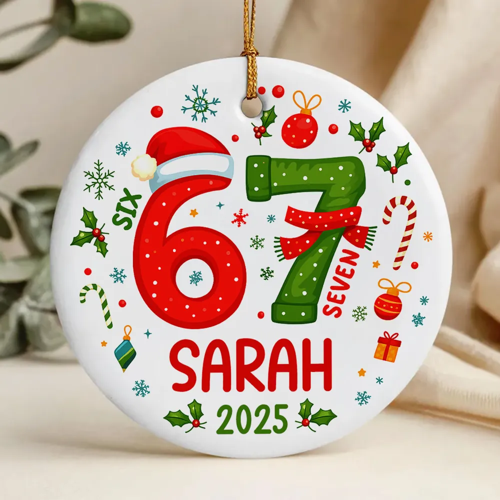Custom 67 Ceramic Ornament with Cute Holiday Design — Perfect Keepsake for Kids & Grandkids - Image 10