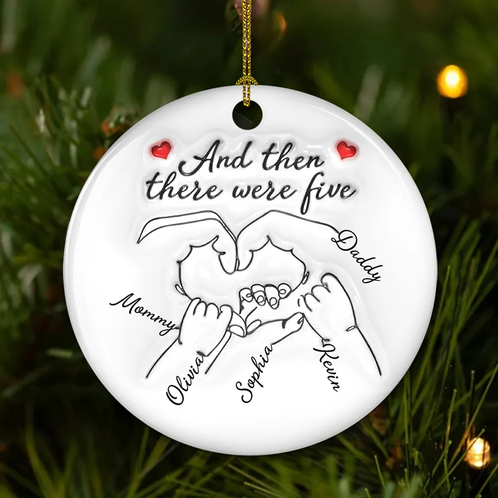 Personalized Ceramic Ornament for Parents – Hand Heart Family Sketch, Christmas Tree Decoration, Sentimental Unique Gift - Image 3