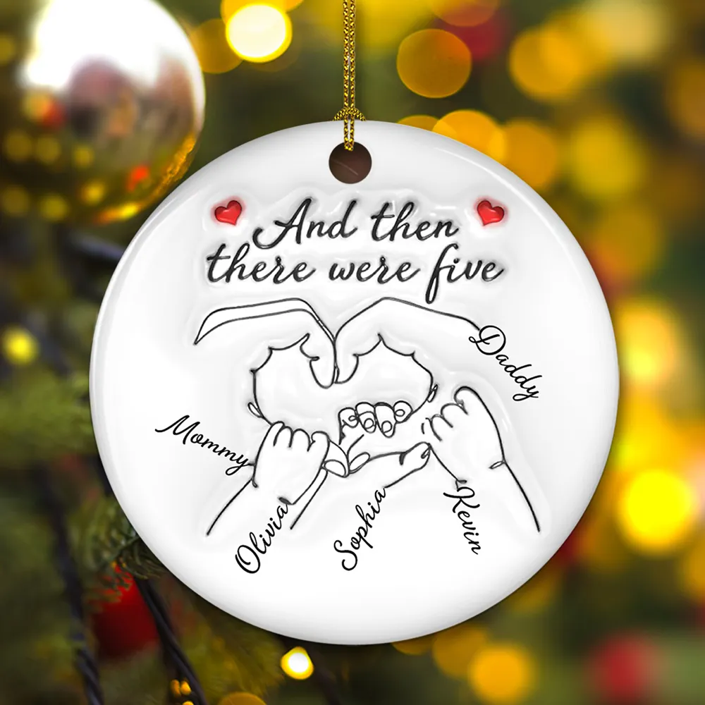 Personalized Ceramic Ornament for Parents – Hand Heart Family Sketch, Christmas Tree Decoration, Sentimental Unique Gift - Image 6