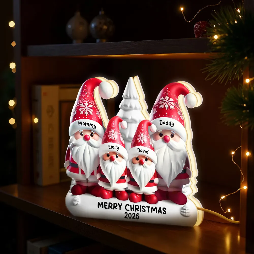 Personalized Acrylic Light Box with Santa Family, Warm Glow Christmas Décor, Unique Holiday Gift for Grandparents & Kids - Image 5