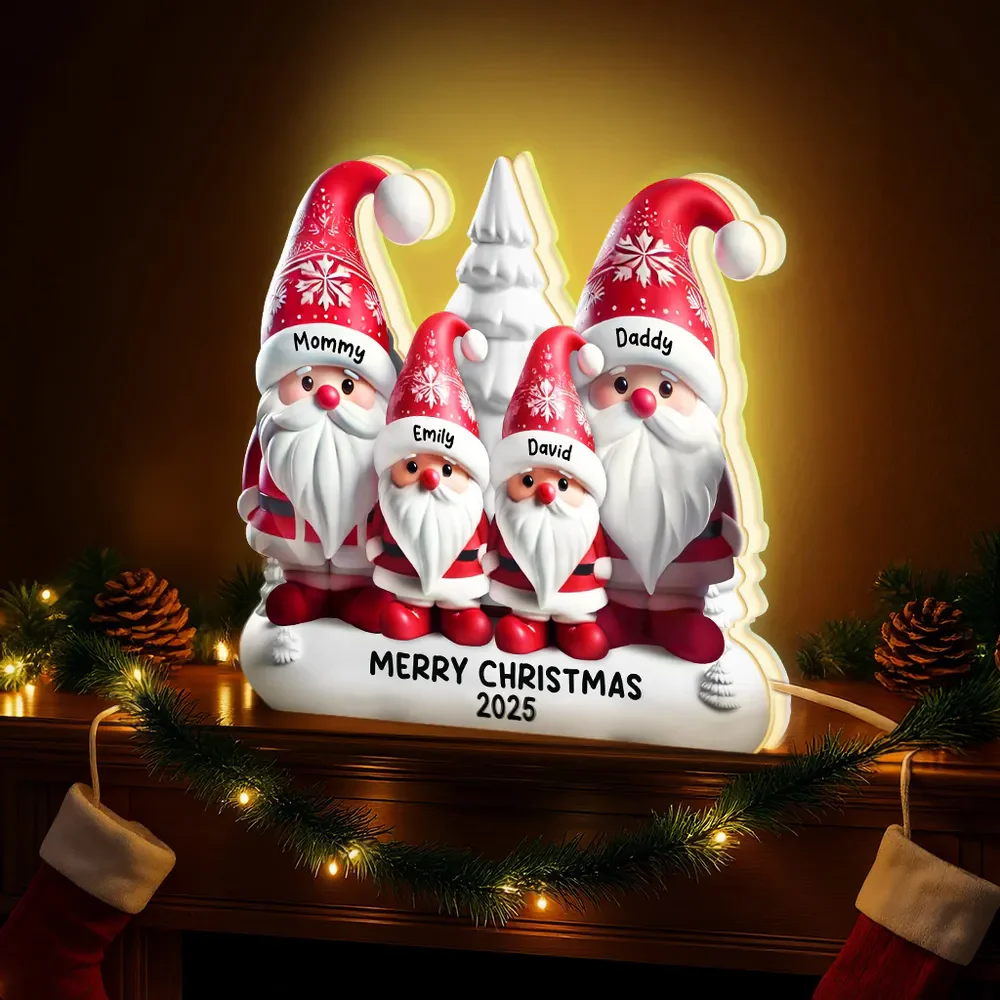 Personalized Acrylic Light Box with Santa Family, Warm Glow Christmas Décor, Unique Holiday Gift for Grandparents & Kids - Image 6