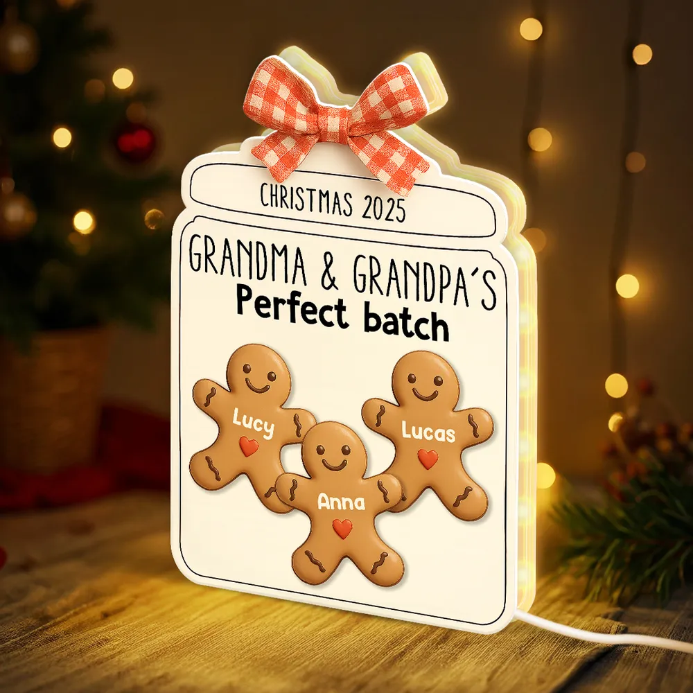 Custom Christmas Acrylic Light Box with Gingerbread Kids Soft Light for Grandparents Cozy Bedroom or Kitchen Décor Unique Gift - Image 6
