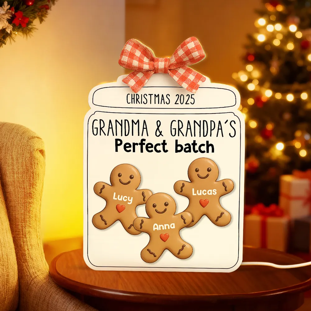 Custom Christmas Acrylic Light Box with Gingerbread Kids Soft Light for Grandparents Cozy Bedroom or Kitchen Décor Unique Gift - Image 7