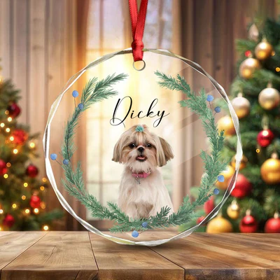Custom Pet Photo Crystal Ornament for Dog Lovers, Festive Christmas Crystal Ornament Keepsake, Heartwarming Unique Gift for Pet Parents - Image 3