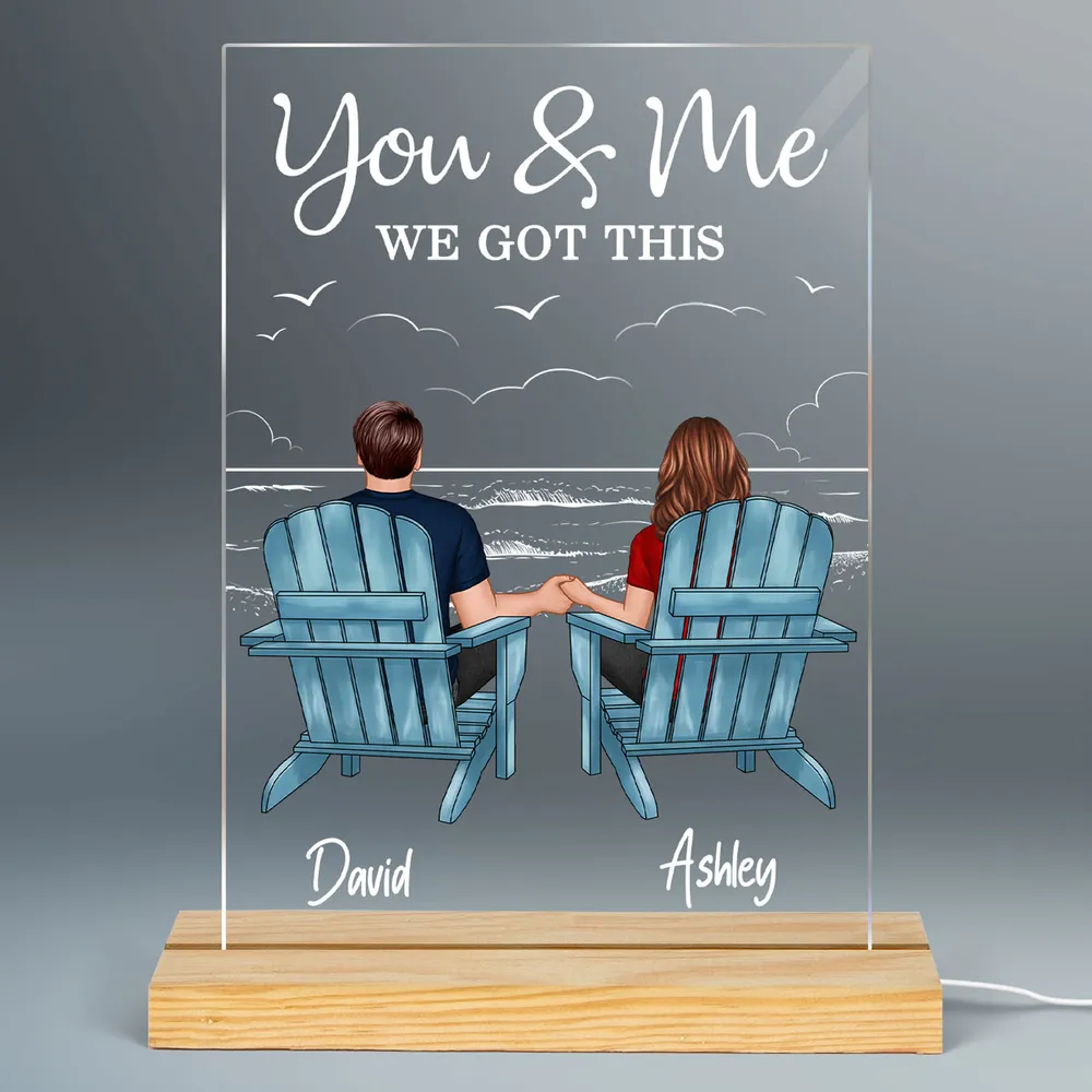 Personalized LED Light Plaque for Couple, Beach Back View Scene, Cozy Ambient Light, Unique Romantic Gift for Him or Her - Image 3