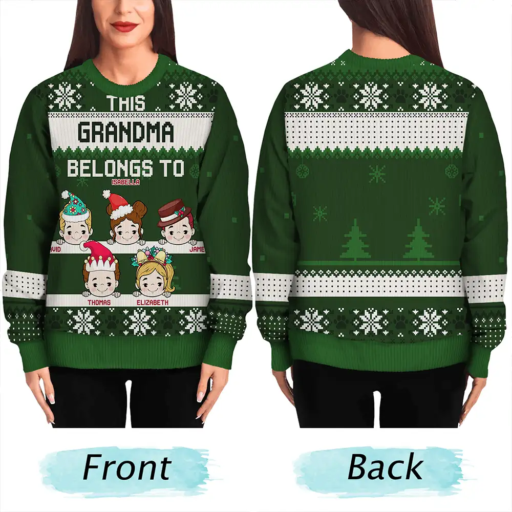 Personalized Christmas Printed Sweatshirt for Grandma, Cute Grandkids Cartoon, Cozy Holiday Keepsake, Unique Family Gift - Image 4
