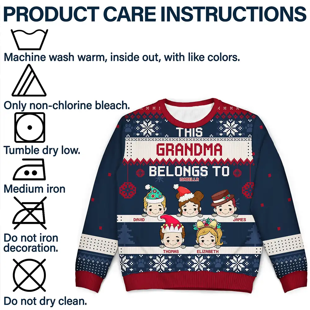 Personalized Christmas Printed Sweatshirt for Grandma, Cute Grandkids Cartoon, Cozy Holiday Keepsake, Unique Family Gift - Image 6