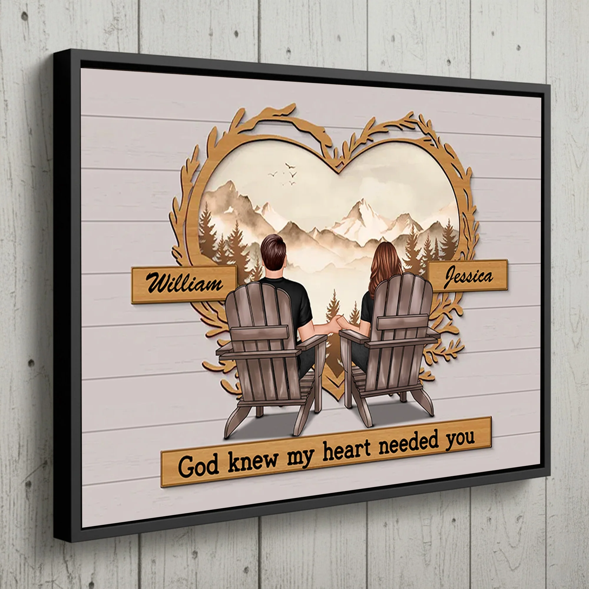 Couple Mountain View Poster – “God Knew My Heart Needed You” wall art, a perfect romantic gift for couples - Image 2