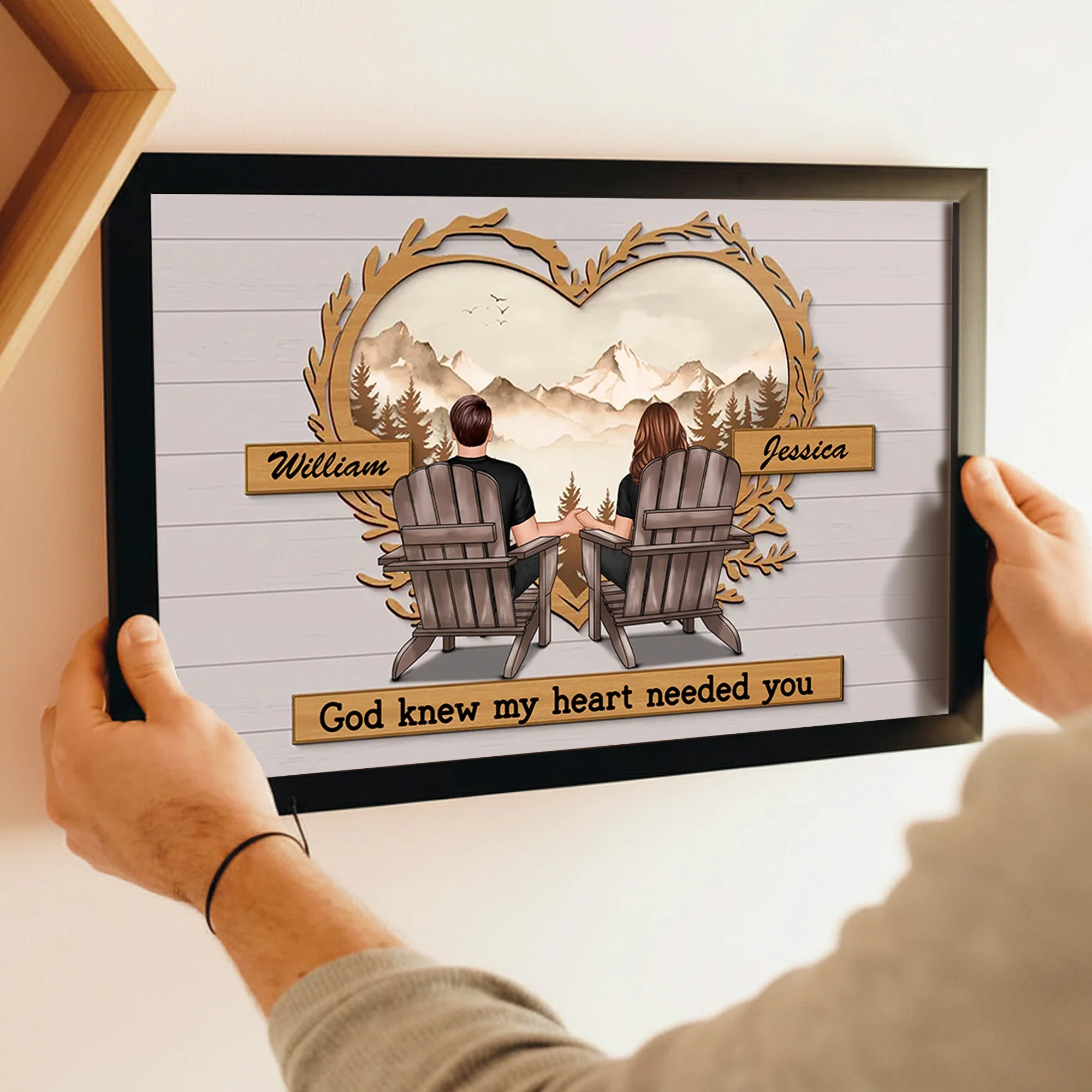 Couple Mountain View Poster – “God Knew My Heart Needed You” wall art, a perfect romantic gift for couples - Image 7