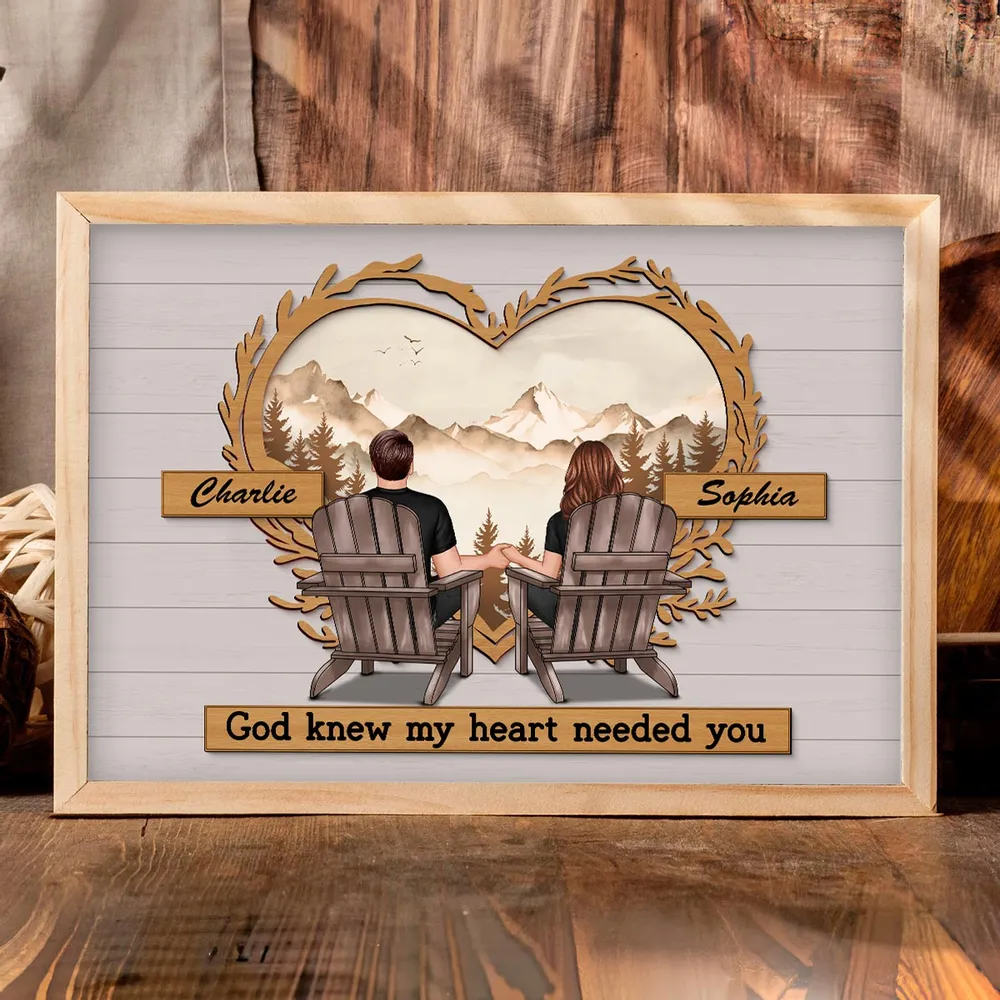 Couple Mountain View Poster – “God Knew My Heart Needed You” wall art, a perfect romantic gift for couples - Image 6