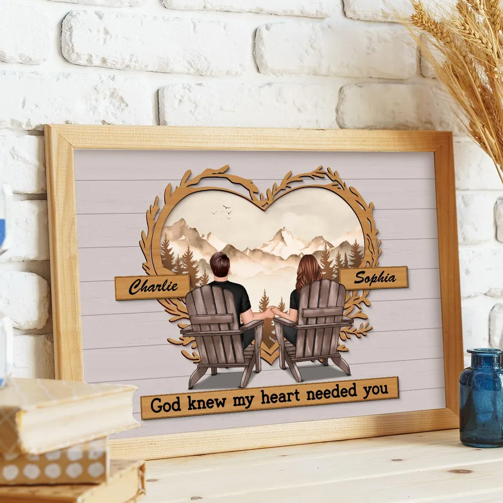 Couple Mountain View Poster – “God Knew My Heart Needed You” wall art, a perfect romantic gift for couples - Image 8