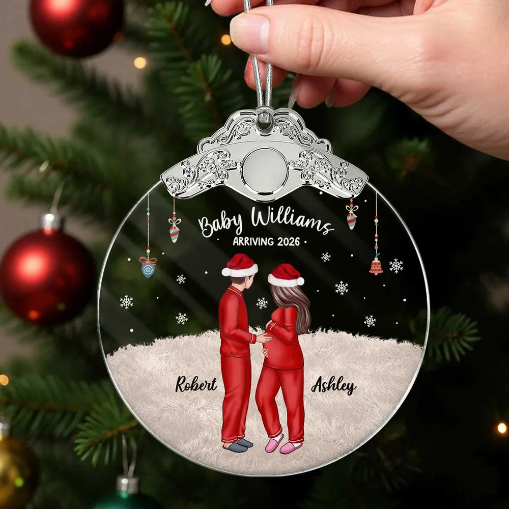 Personalized Silver Capped Glass Ornament for Expecting Parents with Pets, Cozy Christmas Keepsake, Unique Family Gift - Image 5