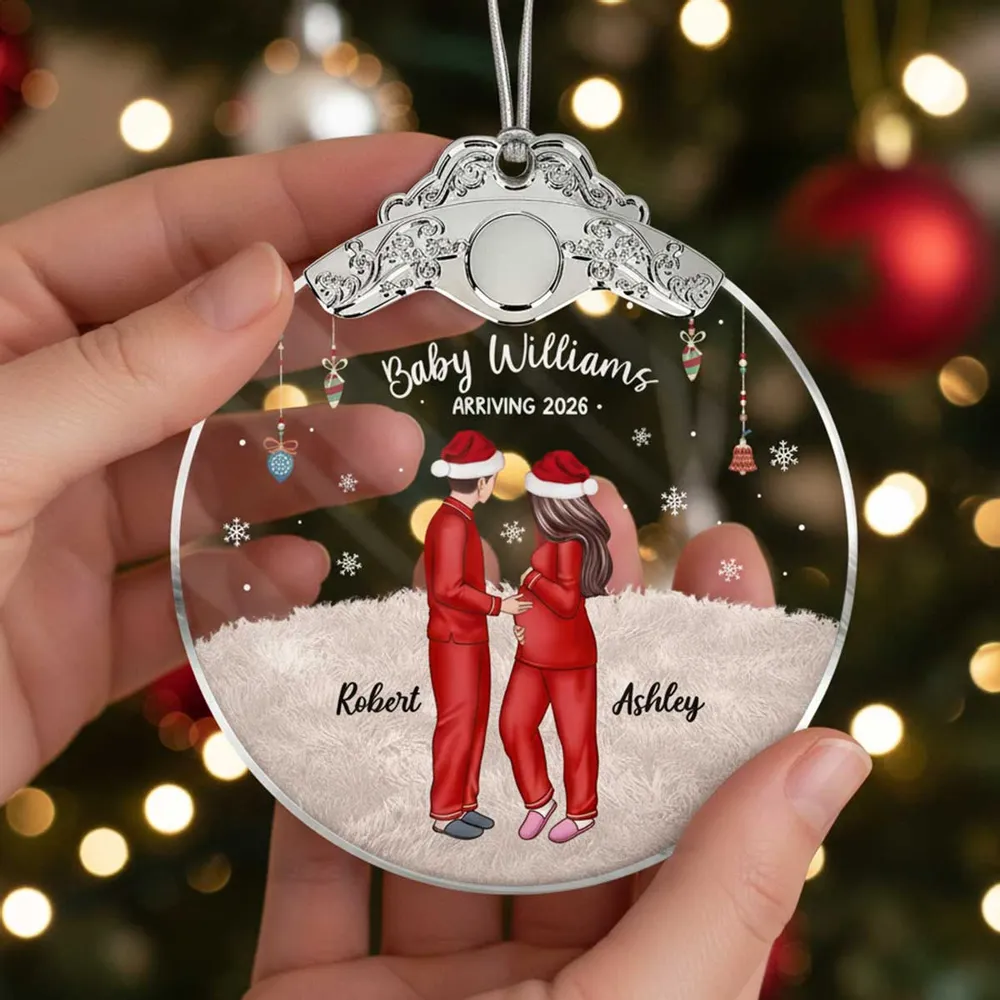 Personalized Silver Capped Glass Ornament for Expecting Parents with Pets, Cozy Christmas Keepsake, Unique Family Gift - Image 7