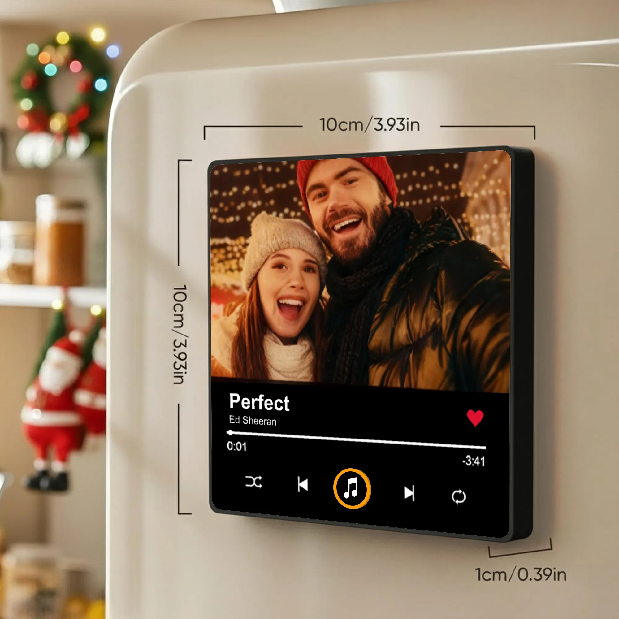 Personalized Acrylic Music Magnet with Couple Photo Custom Song Display Christmas Tree Scene Unique Romantic Gift for Lover - Image 2