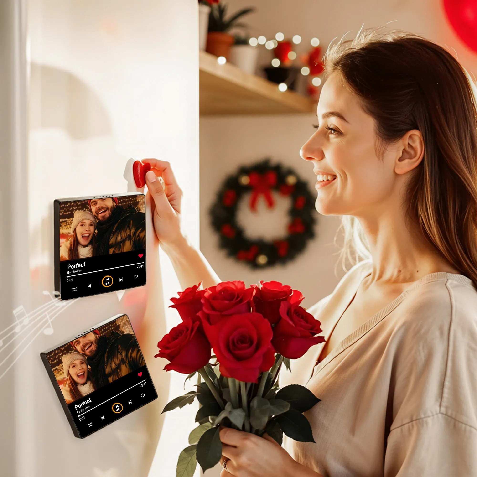 Personalized Acrylic Music Magnet with Couple Photo Custom Song Display Christmas Tree Scene Unique Romantic Gift for Lover - Image 6