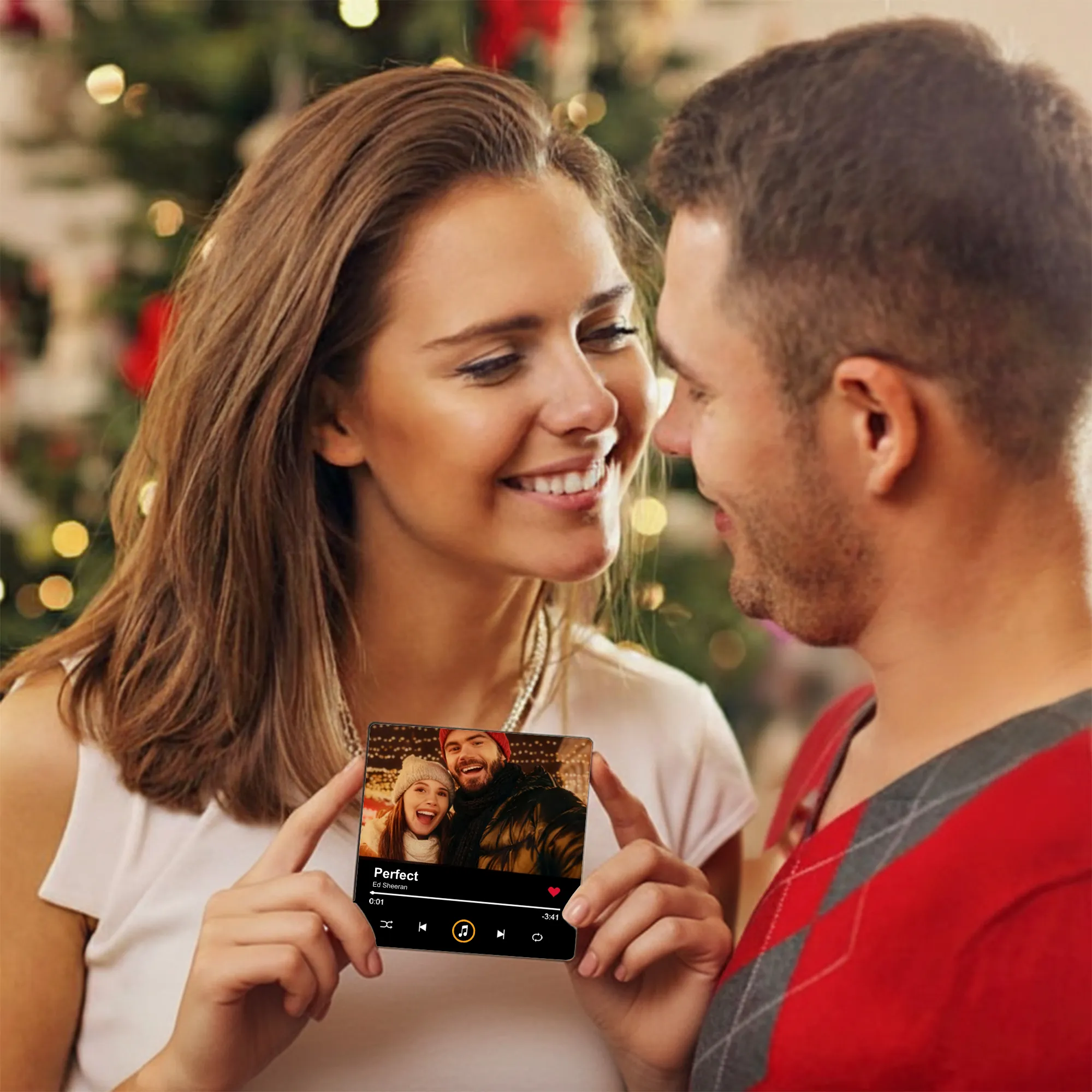 Personalized Acrylic Music Magnet with Couple Photo Custom Song Display Christmas Tree Scene Unique Romantic Gift for Lover - Image 7
