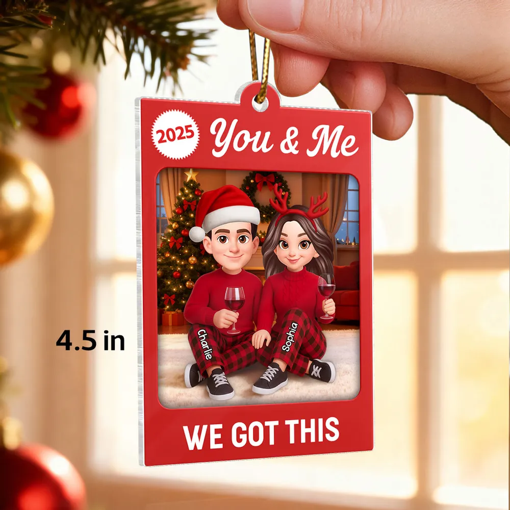Personalized Acrylic Ornament for Couple – You & Me Christmas Decor, Cozy Cartoon Style, Unique Romantic Holiday Gift - Image 2