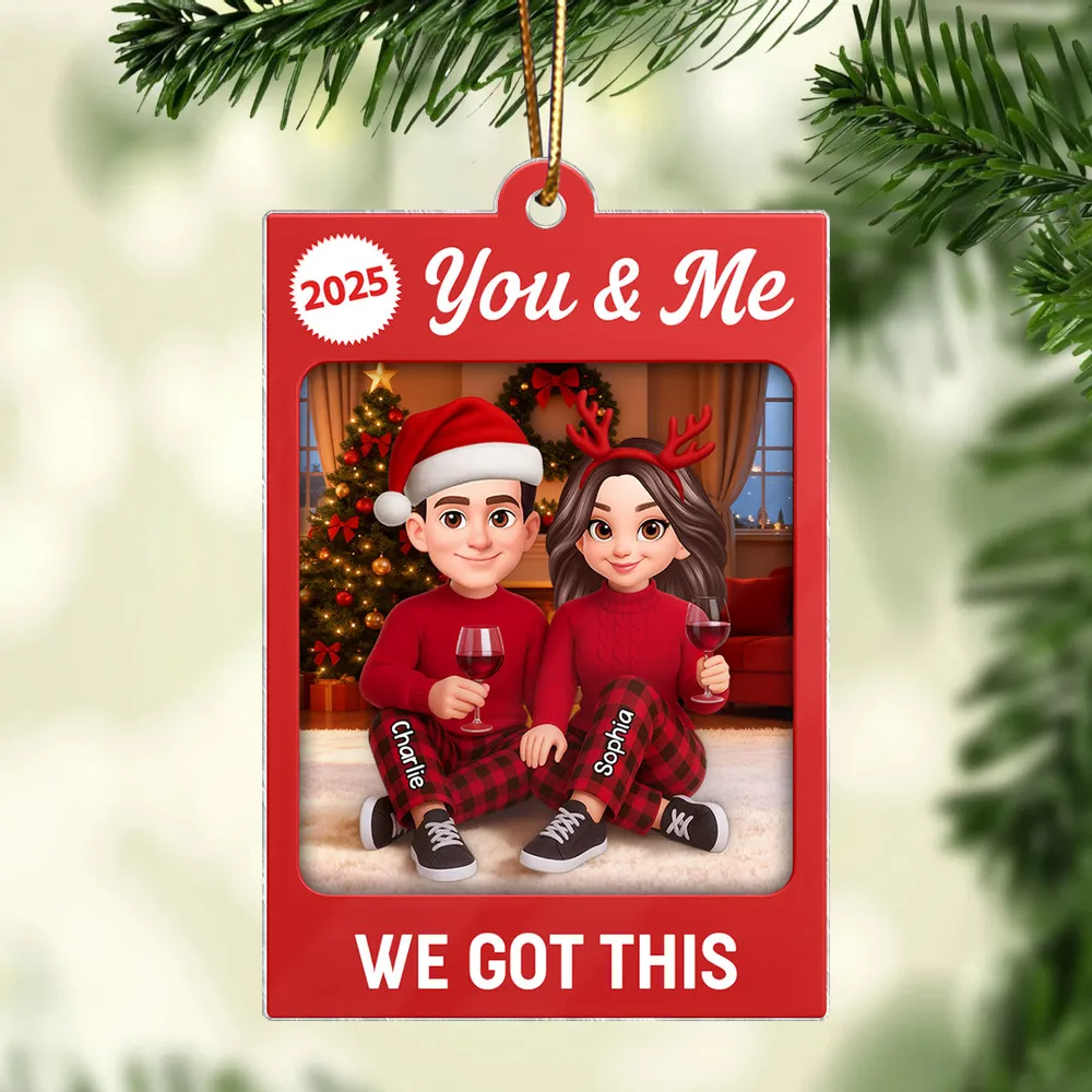 Personalized Acrylic Ornament for Couple – You & Me Christmas Decor, Cozy Cartoon Style, Unique Romantic Holiday Gift - Image 3