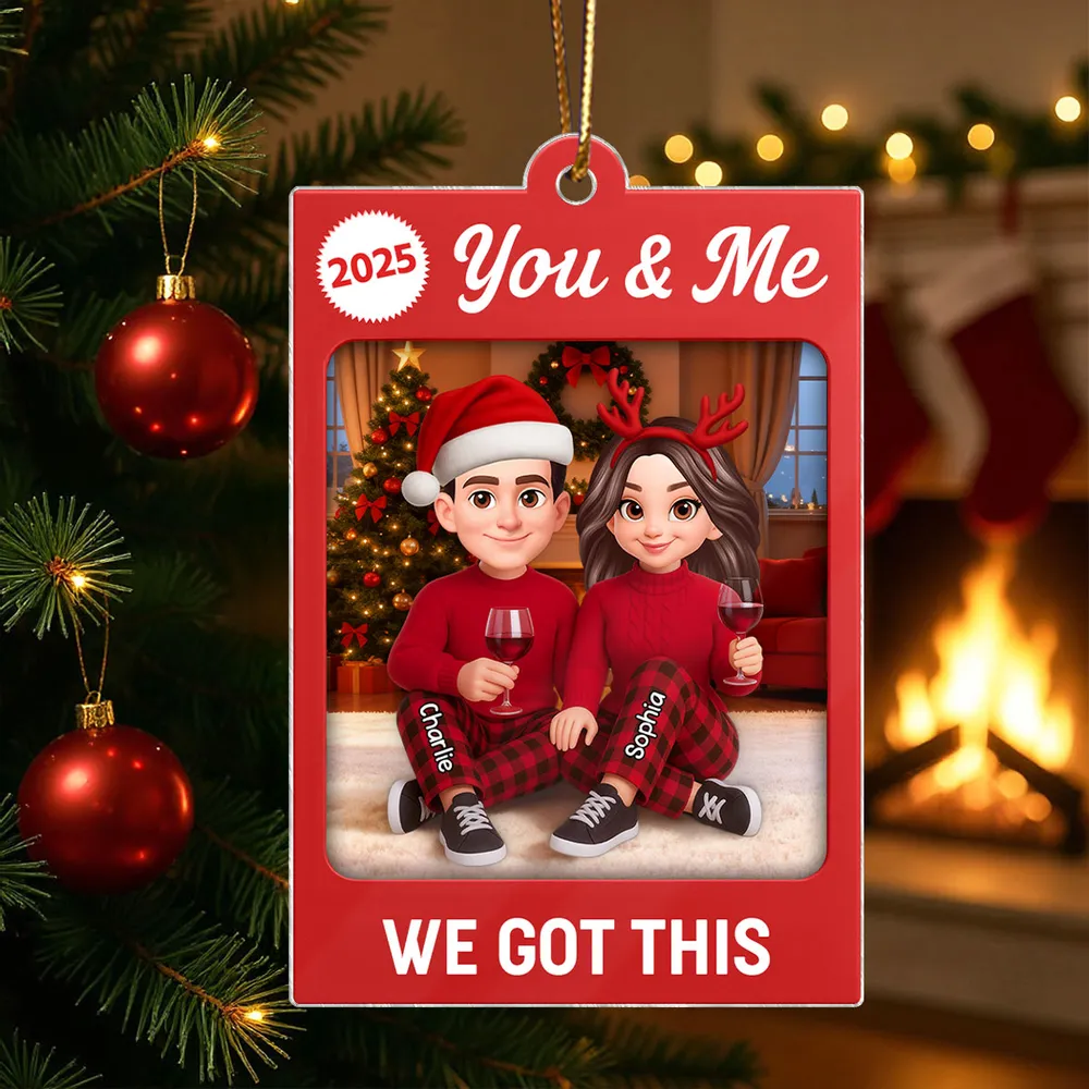 Personalized Acrylic Ornament for Couple – You & Me Christmas Decor, Cozy Cartoon Style, Unique Romantic Holiday Gift - Image 5