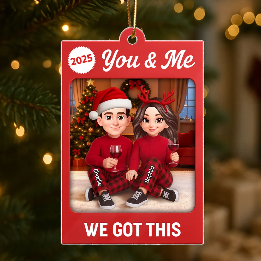 Personalized Acrylic Ornament for Couple – You & Me Christmas Decor, Cozy Cartoon Style, Unique Romantic Holiday Gift - Image 6