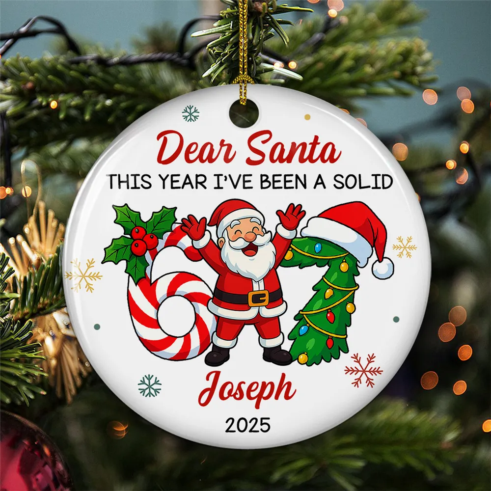 Personalized Ceramic Ornament with Funny Santa Design, Unique Christmas Tree Decoration & Playful Holiday Gift - Image 2