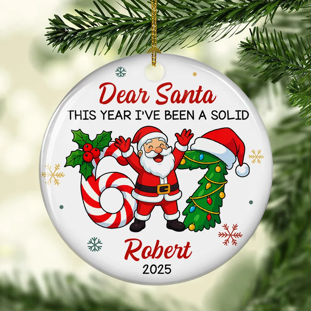 Personalized Ceramic Ornament with Funny Santa Design, Unique Christmas Tree Decoration & Playful Holiday Gift - Image 5