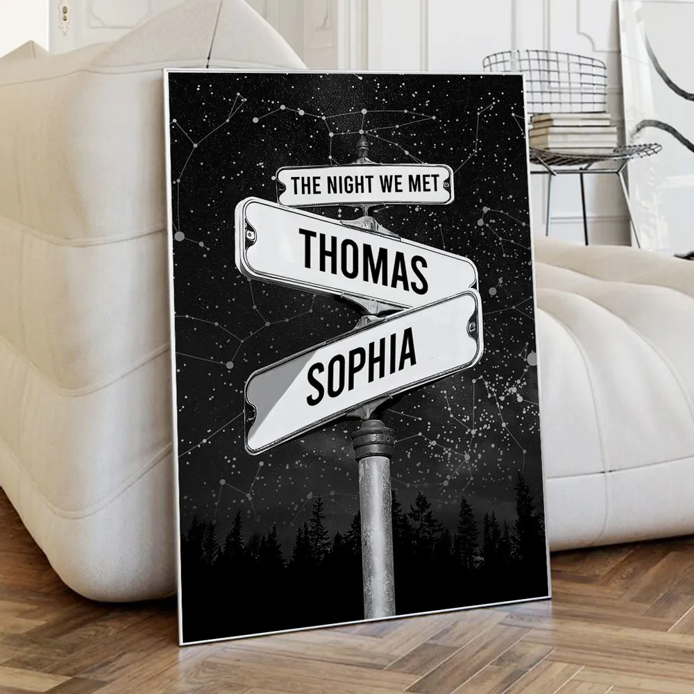 Personalized Star Map Poster with Street Sign Names, Custom Night Sky Wall Art, Unique Gift for Couples and Anniversaries - Image 8